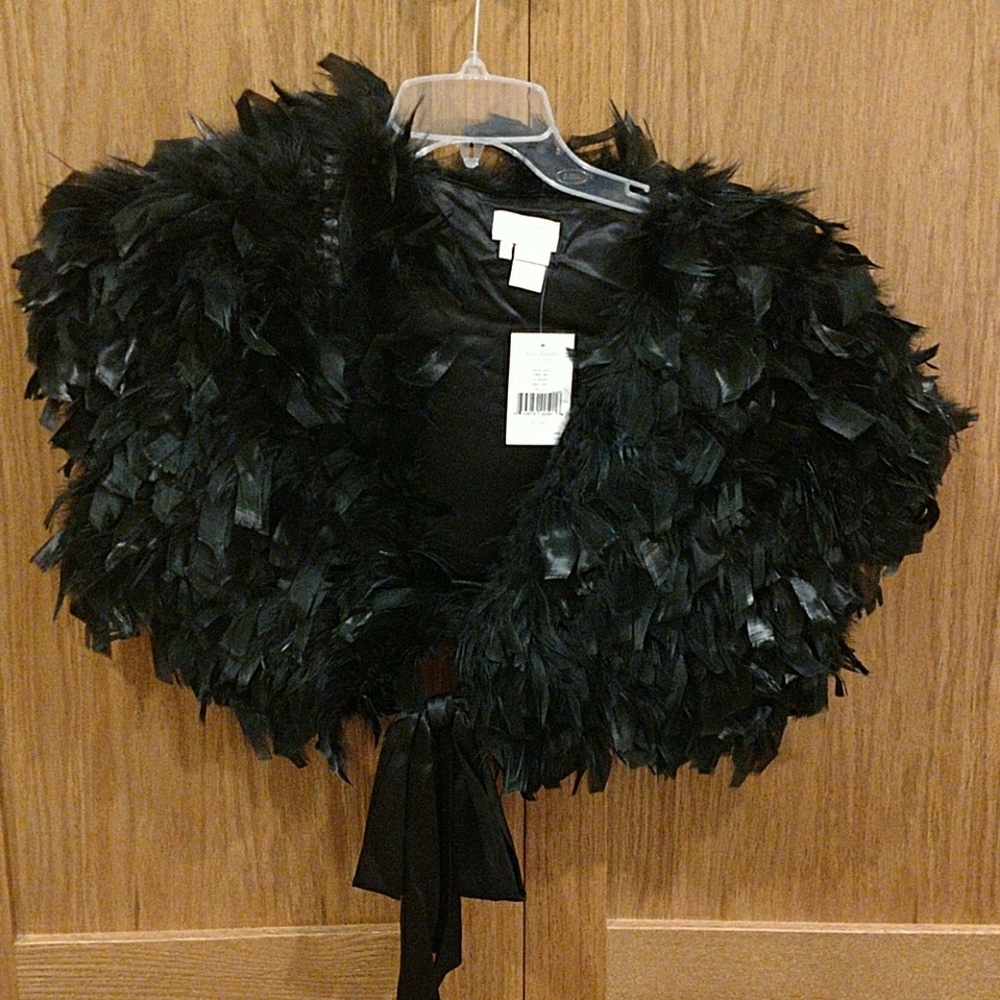 Kate Spade unique Black feather shawl